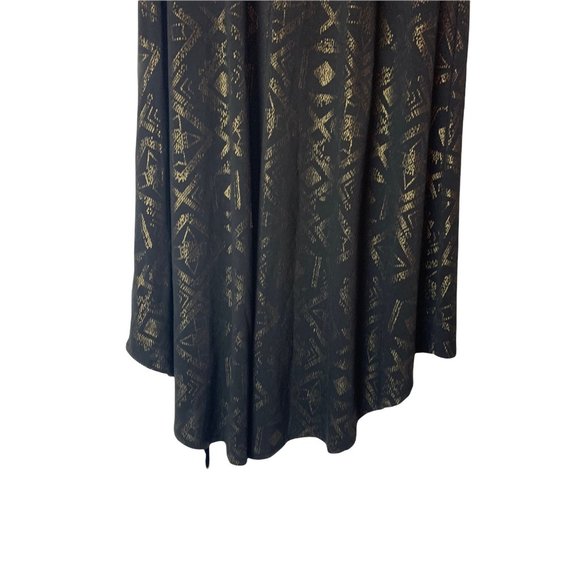 LULAROE Black & Gold Aztex Print High Low Rounded Hem Short Sleeve Dress-XXS - Picture 5 of 7